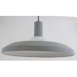 Vintage Retro :A Danish pendant light with light grey livery to the central body and shade with a