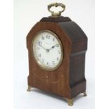 Inlaid Edwardian mantle clock : a chequer and swag inlaid Edwardian mahogany '10   Days '