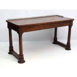 A c.1800 mahogany serving / buffet table with brass gallery and lotus flower carved columns 54 1/