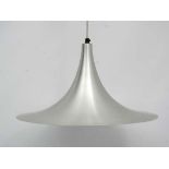 Vintage Retro : a Danish Semi pendant lamp in brushed aluminum livery probably by Gubi and