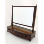 An early 19thC bow front toilet mirror with three drawers 26 1/2" wide x 26" high  CONDITION: Please