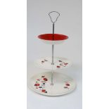 Retro Ceramics: A 1950s '' Gayday '' pattern , Palissy three-tiered cake stand, decorated in red ,