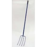 A long handled manure fork CONDITION: Please Note -  we do not make reference to the condition of