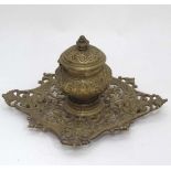 Victorian brass  Standish / inkwell CONDITION: Please Note -  we do not make reference to the