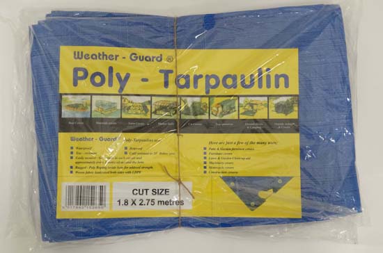 Three 1.8 metre x 2.75 metre Tarpaulins (3) CONDITION: Please Note -  we do not make reference to