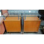 Pair of bedside tables with glass tops  CONDITION: Please Note -  we do not make reference to the