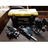 Black and Decker electric saw, power base router and power base planer.  CONDITION: Please Note -