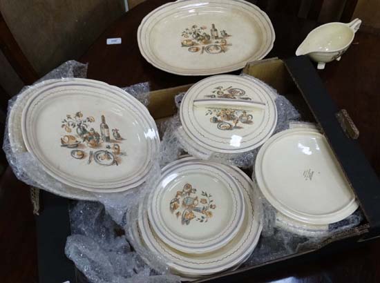 Pountney ' Banquet'  Pattern  4 place dinner service, 4 x dinner plates, side plates, dessert