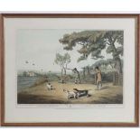 Shooting : A polychrome print depicting ' Partridge Shooting / ' La Chasse aux Perdrix ' ,