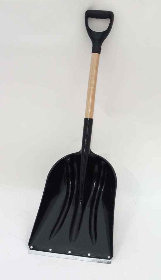 A large snow shovel with steel tip CONDITION: Please Note -  we do not make reference to the