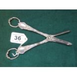 A PAIR OF PLATED GRAPE SCISSORS