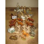 A COLLECTION OF TWENTY TWO HORSE AND PONY FIGURES and twenty eight Bird, Fish and Butterfly figures,