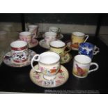 EIGHT VARIOUS COFFEE CANS AND SAUCERS and TWO OTHER COFFEE CANS, Royal Worcester