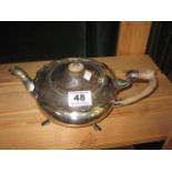A SILVER PLATED TEA POT of squat form, Rd no. 554060, Elkington