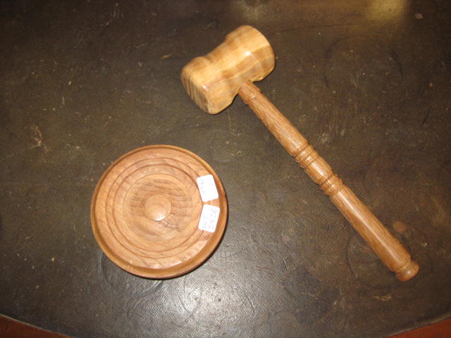 A WELSH HAWTHORN GAVEL with English ash shaft, and sounding block