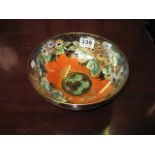 A LUSTRE POTTERY BOWL of orange ground with floral decoration, 8.5", Maling