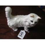A MODEL of a white long haired cat standing with tail up, 5", Beswick
