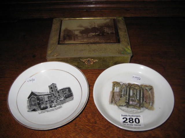 THREE PIECES OF LOCAL SOUVENIR WARE relating to St. Winifred's Church & Well, Holywell, Flintshire