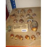 A COLLECTION of twelve Tortoises, 6 Hedgehogs, 3 Turtles and a Crab pin tray and cover, Wade