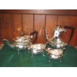 A SILVER TEA SERVICE of four pieces, in the Georgian style, SB Ltd, total weight approx 45oz,