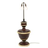 pied de lampe de table en loupe et bois peint en crème en forme de balustre
.
H. 59 & D. 32 cm