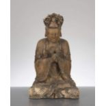 sculpture en bois de Chine d'un bouddha assis en position de Mudra Vairocana
sculpture en bois de