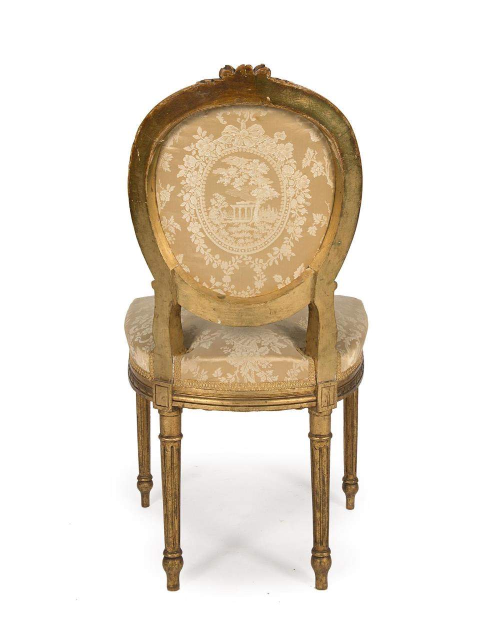 petit salon de style Louis XVI époque Nap. III recouvert de satin jaune
 à décor d'architecture et - Image 9 of 9