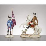 soldat en porcelaine de Herend Hungary peint par Wèninger Lazloné et cheval en porcelaine de