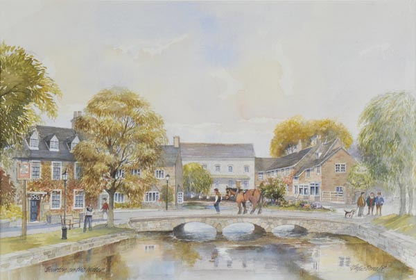 *  MacDonald (Tom). Bourton-on-the-Water, watercolour over pencil, signed and titled, 35 x 52.5cm (