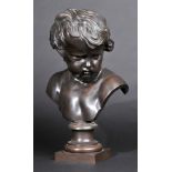 * Italian School. A late 18th-century bronze bust of a child, finely sculpted on a socle and