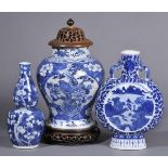 * Chinese Vases. A Chinese porcelain moon flask or bianhu with moulded handles in the form of