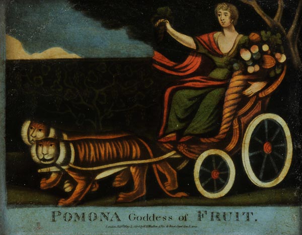 * Glass paintings. Flora Goddess of Flowers; Pomona Goddess of Fruit, W.B. Walker, 1814, a pair of - Image 2 of 2