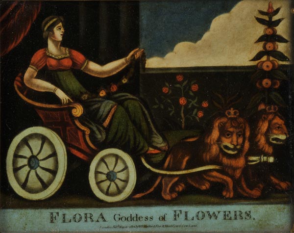 * Glass paintings. Flora Goddess of Flowers; Pomona Goddess of Fruit, W.B. Walker, 1814, a pair of