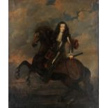 * Dutch School. Portrait of King William III at the Battle of the Boyne, large equestrian oil on