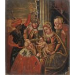 * Nagasaki Jesuit School. Adoration of the Magi, circa 1602, oil on oak panel, 318 x 273mm (12.5 x