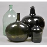 * Bottles. A collection of glass carboys, including a large onion shape example, 58cm high -4