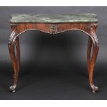 * CITES Table. A Victorian solid rosewood console table, circa 1850, with faux green marble