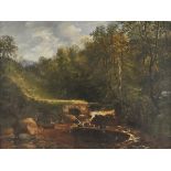 * English School. Three landscapes, 19th century, together three oil paintings, the first an oil