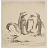 * Holmes (Marjorie, 1907-1992). Penguins, etching, signed in pencil to lower margin, plate size 21 x