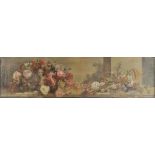 * French School. Large still life frieze of flowers, late 19th century, oil on canvas, unsigned,