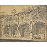 * Storer (Henry Sargant, 1797-1837). The Cloister, Peterborough Cathedral, pen & ink on artist's