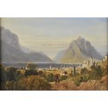 * Linton (William, 1791-1876). View of Lugano with Monte San Salvatore, oil on board, 23 x 33cm (9 x