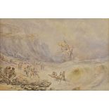 * Attributed to David Cox Jnr. (1809-85). Salvaging the Wreck, watercolour, signed 'David Cox' lower