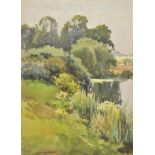 * Haslehurst (Ernest William, 1866-1949). Lake Edge at Durham, watercolour on paper, signed lower