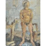 * Johnson (Adrian, 1960-). Female Nude and Chair, oil on canvas, 80 x 60cm (31.5 x 23.75ins), framed