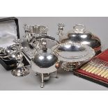 * Electroplate. A collection of Victorian and Edwardian and later electroplate including a pair of
