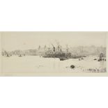 * Wyllie (William Lionel, 1851-1931). Sugar Boats of Greenwich, circa 1925, etching with drypoint,