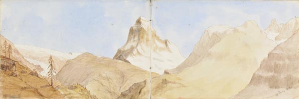 * France & Switzerland. Album of pen & ink drawings and watercolours of alpine scenery and coastal