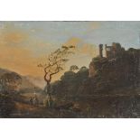 * Picturesque School. Landscape with Ruins, mid 19th century, oil on canvas, depicting a ruined