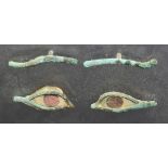 * Egyptian. A pair of bronze and painted alabaster eyes and eyebrows in the Egyptian Late Period (